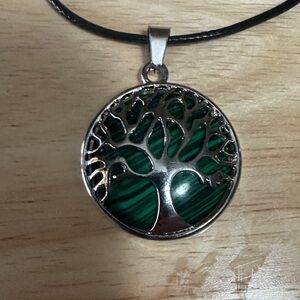 Tree of Life Green Stone Pendant Necklace
